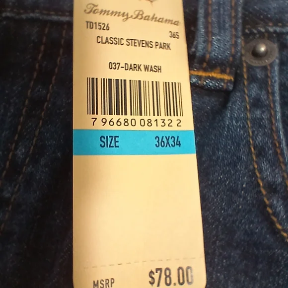 NEW Tommy Bahama Classic Blue Denim Jeans Men's Size 36×34 - Picture 5 of 9